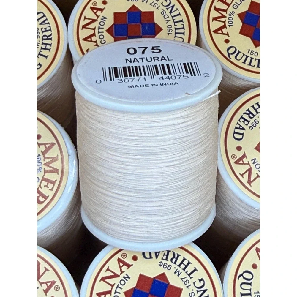 Lot of 10 - Americana 100%‎ GLACED COTTON  Quilting Thread - 075 NATURAL -New